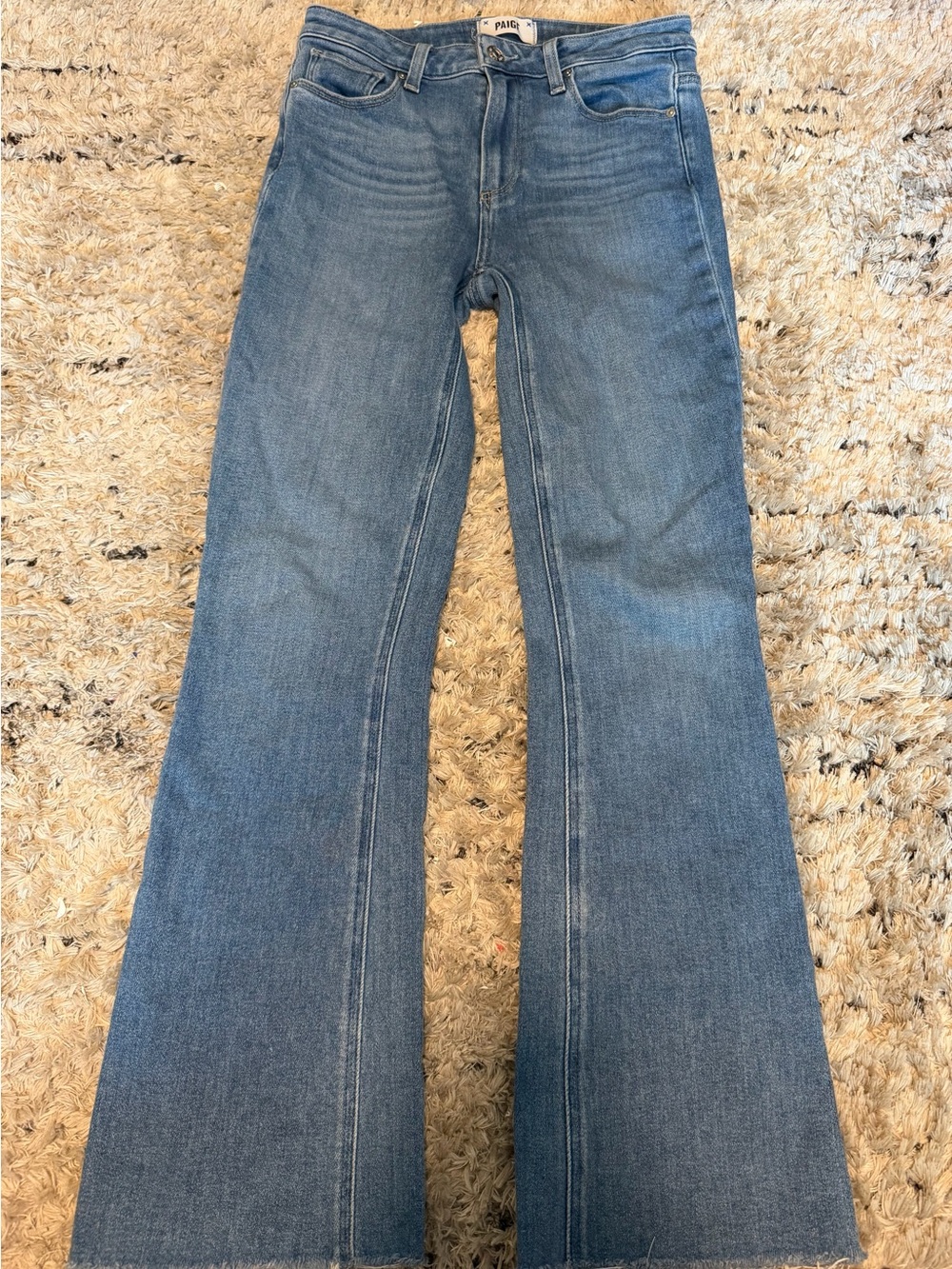 PAIGE Light-Medium Blue Flare Jeans
